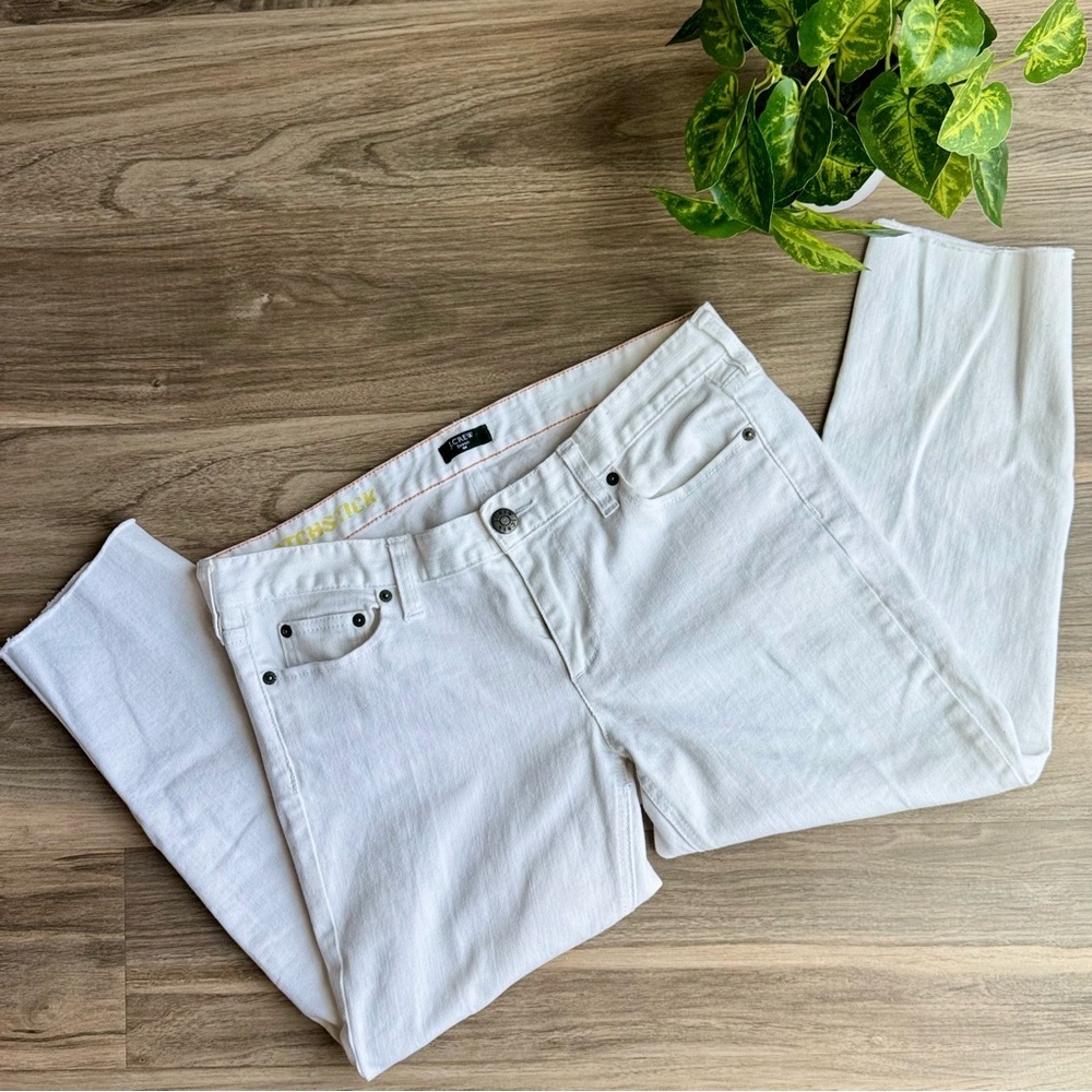 J.Crew‎ Matchstick Cropped Raw Hem Jeans White Denim Size 4/6
